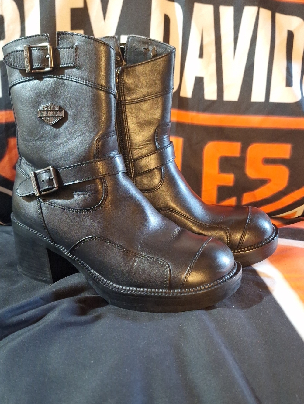Vintage Harley-Davidson Gypsy Black Leather Motorcycle Boots